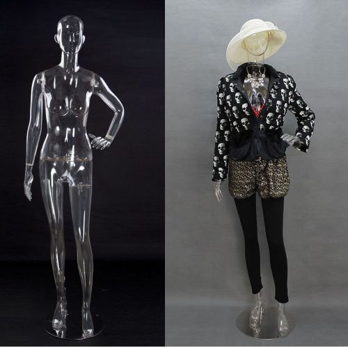Transparent female stand plastic dummry~qianwan displays for sale
