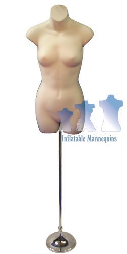Female 3/4, Fleshtone and Tall Adjustable Mannequin Stand with 8&#034; Trumpet Base