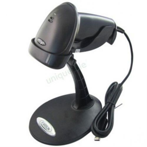 Black acan 9800 usb automatic laser barcode scanner barcode reader +holder stand for sale