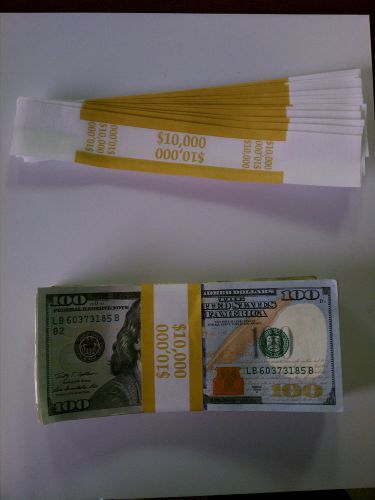 100 New Self-Sealing Currency Bands - $10,000 Denomination - Straps Money 100&#039;s
