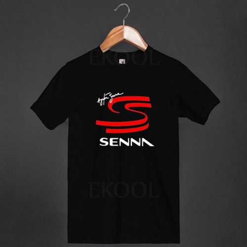 New Ayrton Senna Formula F1 Logo Black Mens T-SHIRT Shirts Tees Size S-3XL