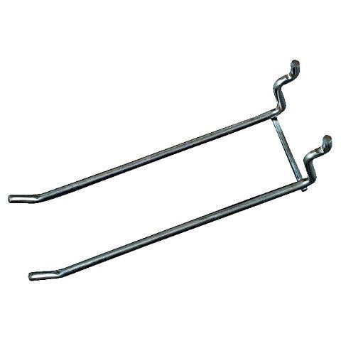 6&#034; galvanized double peg hooks for 1/4&#034; peg board (pack of 2) for sale