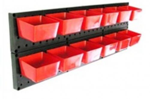 12  red parts garage storage bins &amp; hook to peg tracks for sale