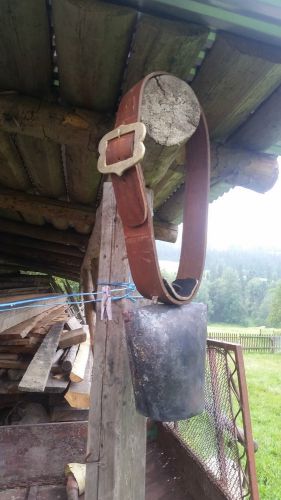 8.5&#034; (5lb) hand made in poland,cow/cattle bell w/strap+buckle-unpolished (sheep) for sale