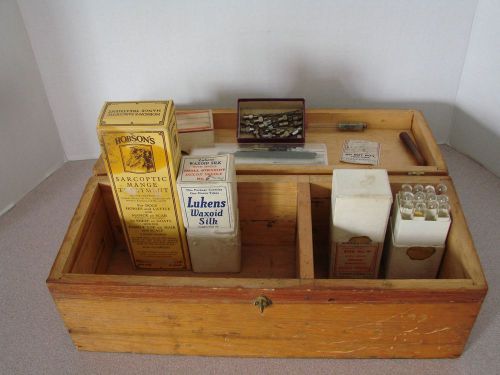 Vintage Veterinary Kit- wooden box/Mange TX/sutures/hypodermics
