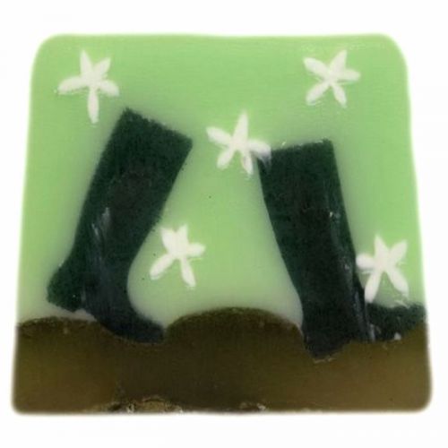 1190 gm LOAF OF HANDMADE SOAP, PICTURE OF WELLIES RUNNING THRO IT - PATCHOULI