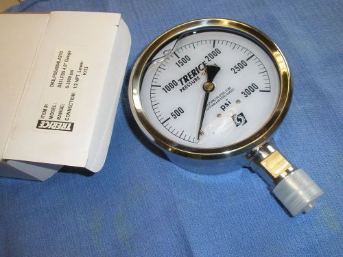 0-3000psi air water pressure gauge stainless trerice d83lfss 4&#034; dia 1/ 2&#034; ipt for sale