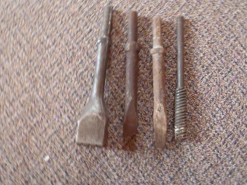 MIXED ROUND / HEX SHANK CHISELS, BRUSHING, CONCRETE DRILL BIT  7/8&#034; LOT OF 4