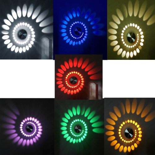 Spiral 3W High Power LED Wall Light Fixture Lamp Bulb Hotel Walkway House Decor