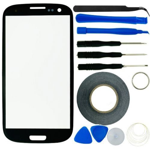 Complete Glass Lens Screen Replacement Tool Kit Samsung Galaxy S3 i9300 Black