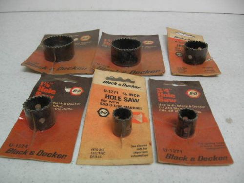 Black &amp; Decker Hole Saws (6) Vintage Assorted Sizes New in Package