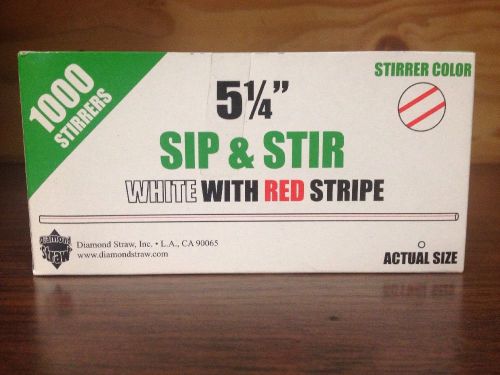 5.25&#034; COCKTAIL STRAWS, SIPPER, STIRRER, SWIZZLE, RED/WHITE, UNWRAPPED (1000/BOX)