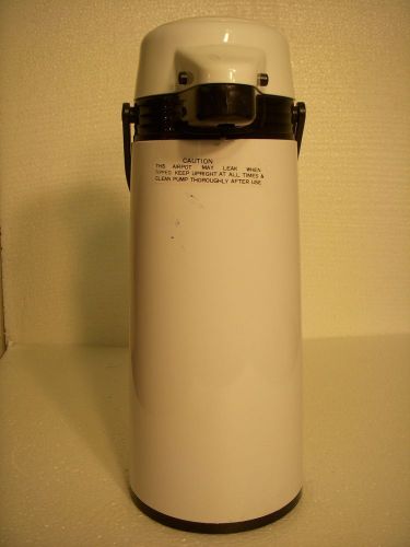 2 LITER WHITE AIR POT COFFEE TEA HOT CHOCOLATE DISPENSER GLASS LINED PUSH BUTTON