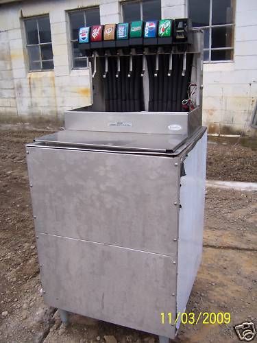 Used nsf free standing ss soda dispenser with 8 heads &amp; ice bin for sale