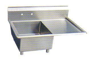 Stainless Steel 44.5&#034; X 30&#034; 1 Single One Compartment Sink w Right Drainboard NSF