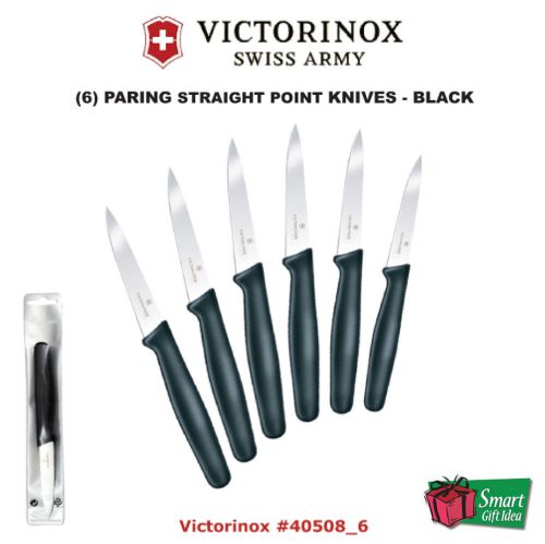 Victorinox (6) Paring Knives_3 1/4&#034; Straight Blade_Spear Point_Black #40508_6