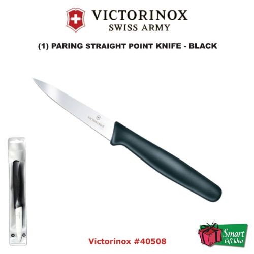 Victorinox (1) Paring Knife, 3 1/4&#034; Straight Blade, Spear Point_Black #40508