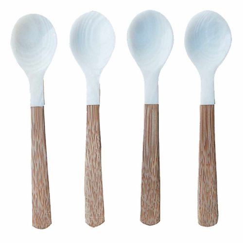 Be Home Sea Shell with Bamboo Handle Spoon Medium Set of 4