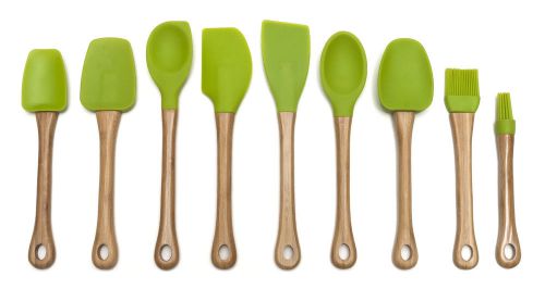 Lipper international 9 piece bamboo handled kitchen tool utensil set green for sale