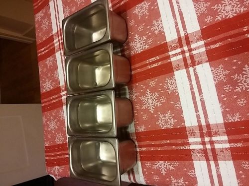 Lot of 4 vollrath 1/9 size stainless steel steam table pan 4&#034; deep nsf compliant for sale
