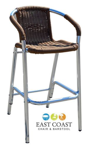 New mojave commercial outdoor aluminum/tan resin wicker bar stool for sale