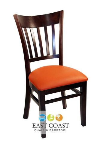 New gladiator walnut vertical back restaurant chair with orange vinyl seat for sale
