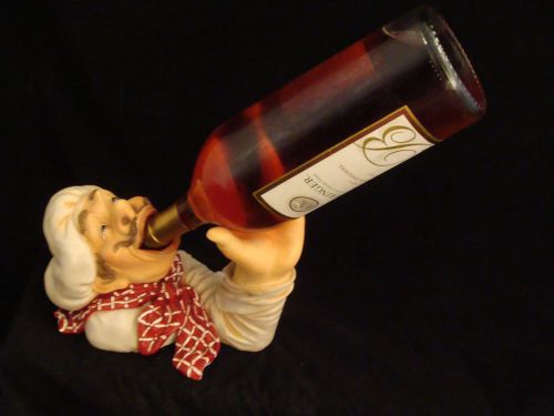 Italian Chef Wine Bottle Topper Holder, funny whimsical conversation piece!