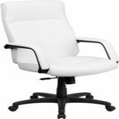 Flash furniture bt-90033h-wh-gg high back white leather executive office chair w for sale