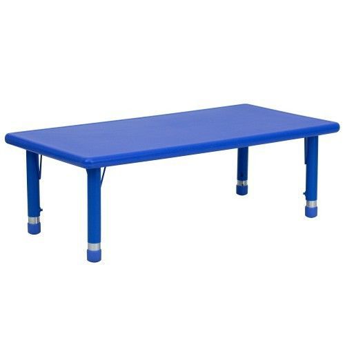 Flash Furniture YU-YCX-001-2-RECT-TBL-BLUE-GG 24&#034;x 48&#034; Height Adjustable Kids Re