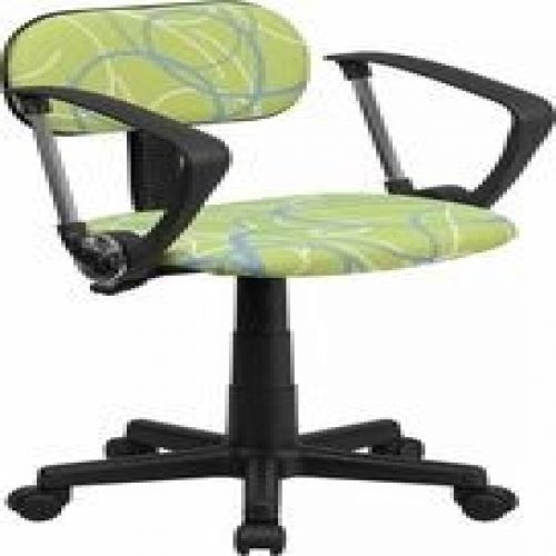 Flash Furniture BT-SWRL-A-GG Blue and White Swirl Printed Green Computer Chair w