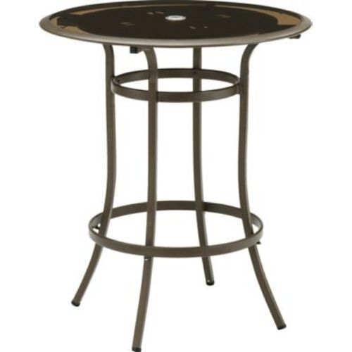 Rugged Outdoor or Indoor Pub Table Round Glass and Metal