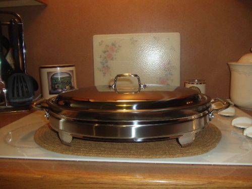 stainless steel buffet serving pan with glass dish new in box
