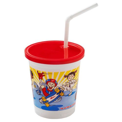 Plastic Kids Cups/Lid/Straw Combo Qty. 500
