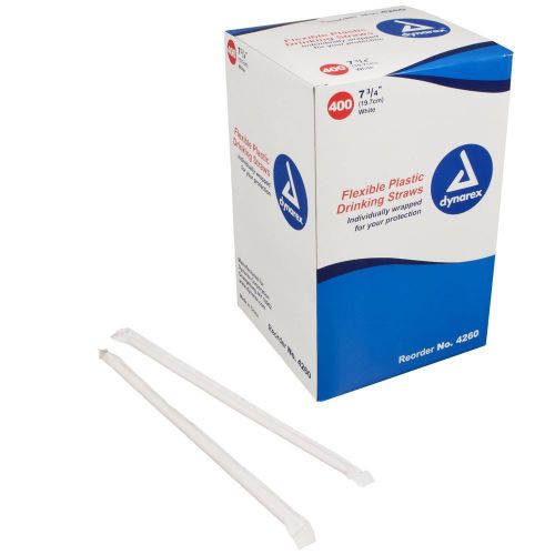 10000 individually wrapped flex straws 7, 3/4 inches, 400 count (pack of 25) for sale