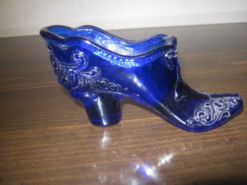 Ornately Decorated Cobalt Blue High Heel Shoe w/Bow