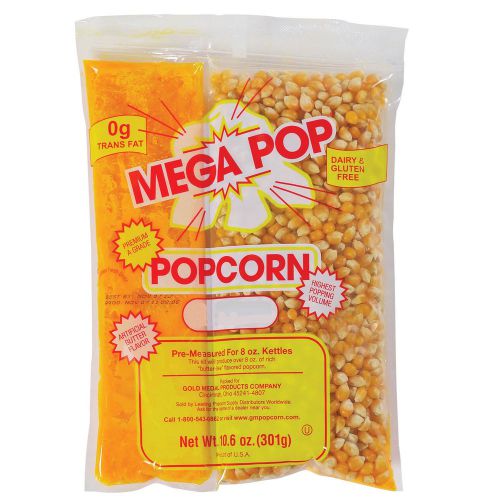 Mega-pop popcorn kit  8 oz 24 ct portion controlled ingredients great tasting for sale