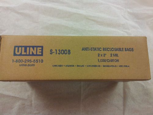 2 x 3&#034; 2 Mil Anti-Static Reclosable Poly Bags  S-13008  (1000 per box)