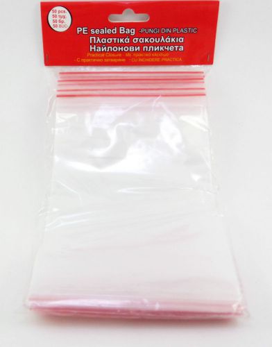 12 x 18 cm Clear Poly Plastic Grip Seal Bags-High Quality 50 pcs-big