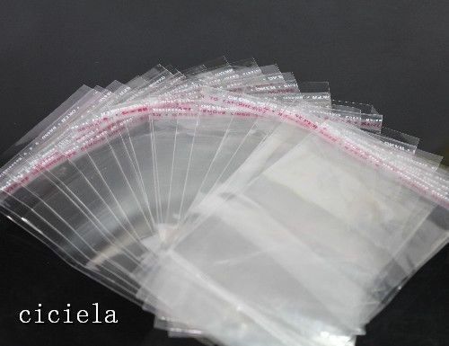 100pcs self adhesive resealable 8x14cm clear plastic cellophane bag/packaging for sale
