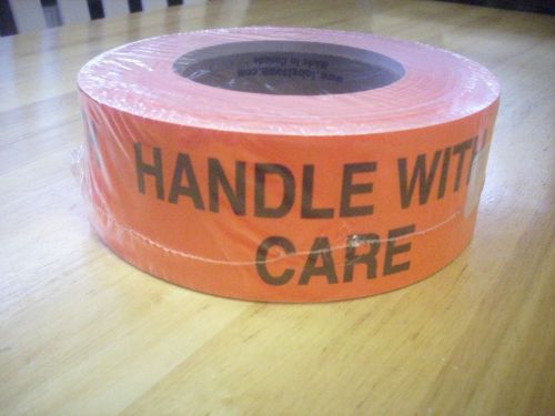 2X5-3/8 &#034;HANDLE WITH CARE&#034; BLK/ORNG LABELS STICKERS 500ct