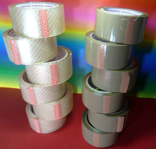 GOLDEN CARTON PACKING TAPE 12 ROLLS (6 BROWN &amp; 6 CLEAR 48mm X 50m EACH)TAPES,NEW