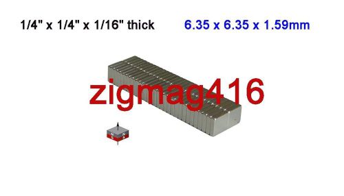 50 pcs of 1/4&#034;x 1/4&#034; x 1/16&#034;  (6.35x6.35x1.6mm) Neodymium Block Magnets