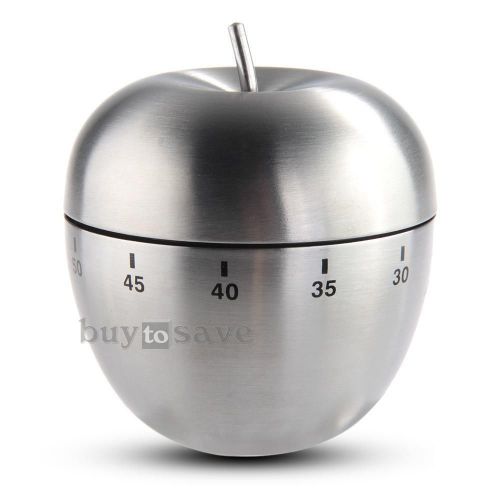 Stainless Steel Apple-shaped Kitchen Cooking Mechanical Timer 60 Minutes Alarm