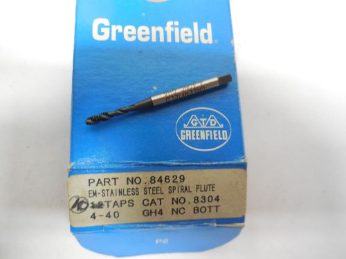 GREENFIELD 4-40 EM-Stainless Steel Gun Tap GH4 Spiral Flute Bottom EDP 84629