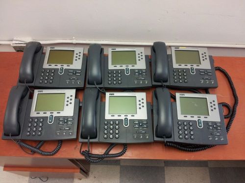 Lot of 6 CISCO IP Phone CP-7960 w/ Handsets &amp; Phone Cords Tested Working | OO921