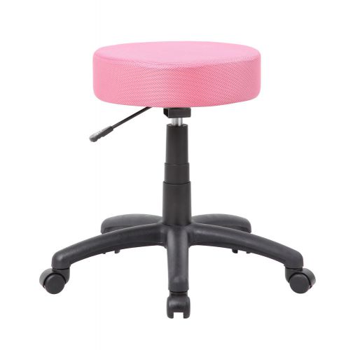 Boss Office Products Height Adjustable Dot Stool with Double Wheel Caster Pink
