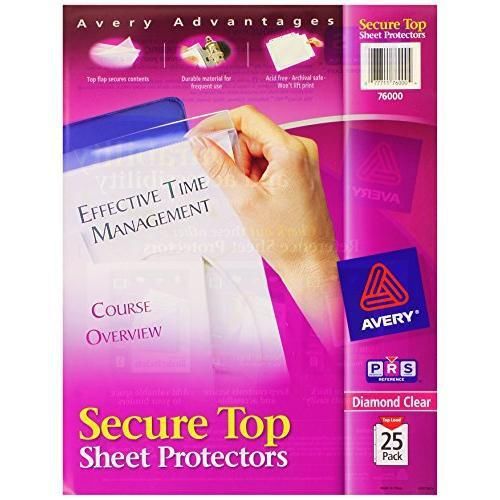 Avery Secure Top Sheet Protectors, Heavy Gauge, Letter Size, Diamond Clear, 25