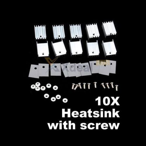 10Pcs Aluminum Heat Sink With Screw Sets For Transistors TO-220