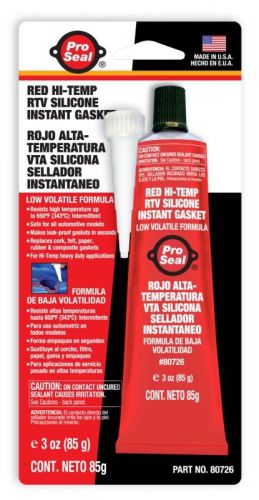 Pro-seal 80726high temp., sensor-safe rtv silicone, w/nozzle, red, 3 oz. tube for sale