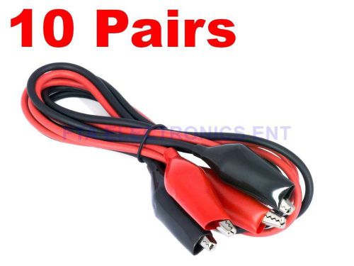 10 Pairs Dual Red &amp; Black Test Leads with Alligator Clips Jumper Cable 16GA Wire